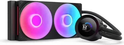 NZXT Kraken Plus 240 RGB Liquid CPU Cooler, 1.54" Transmissive TFT, 262K Color Panel, 240mm Radiator, F240 Fans, 2400 RPM Fan Speed, 75.05 CFM Fan Airflow, Black | RL-KR240-B2