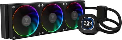 GAMDIAS Chione M4-360 Liquid Cooler, 2.1" LCD Display, ARGB Motherboard Sync, 2.37 mmH2O Air Pressure, 12V (Fan) / 5V (LED) Fan Voltage, 69.01 CFM Air Flow, Black | CHIONE M4-360