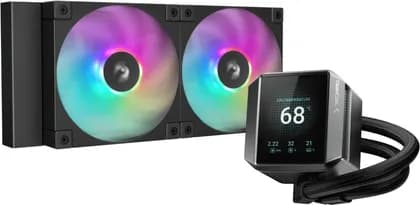 DeepCool Mystique 240 ARGB Liquid CPU Cooler, 2.83" TFT LCD Display, 240mm Radiator, 120mm Fan Size, 2400 RPM Fan Speed, 72.04 CFM Airflow, Hydro Bearing Type, Black | R-LX550-BKADSNC-G-1