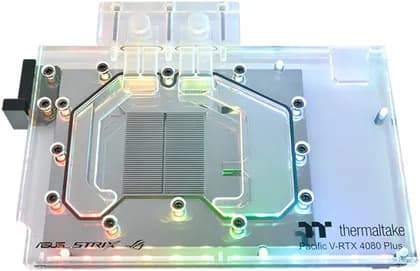 Thermaltake Pacific V-RTX 4080 Plus GPU Water Block, For Asus Rog & Tuf, 2.5W Power Input, Copper + Acrylic Material, USB 2.0 Connectors (9 Pin), 5 Voltage | CL-W380-PL00SW-A