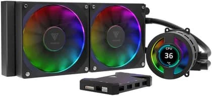 Gamdias Chione P3-240U Liquid Cooler, IPS LCD Display, PNG/GIF/JPG Background, 240mm Radiator, Copper Base Plate, 2000 RPM Fan Speed, 69.01 CFM Air Flow, Hydraulic Bearing, Black | GD-CHIONE-P3-240U