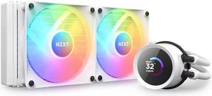 NZXT Kraken 240 RGB 240mm AIO Liquid CPU Cooler, 1.54" LCD 262K TFT Color Display, 2x 120mm F120 RGB Core Fans, Up to 1800 rpm Fan Speed, 78.86 CFM Airflow, White | RL-KR240-W1