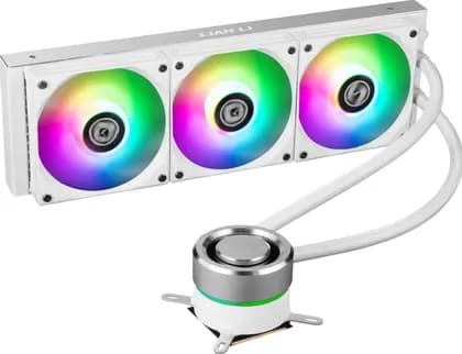 Lian Li Galahad 360 AIO ARGB Liquid CPU Cooler, 360mm Radiator, 4-PIN Fan Power Connector, Aluminum Housing, White | G89.GA360A.01