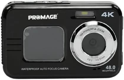 PROMAGE 4K Waterproof Digital Camera, 48MP Photo Resolution, Dual Screens (2.8″ Rear & 1.7″ Front), 16x Digital Zoom, Autofocus, Anti-Shake, IP68 Rating, Supports Up to 256GB TF Card, Black | PC150