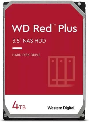 Western Digital Red Plus 4TB SATA 6Gb/s 3.5" NAS Hard Disk Drive, 5400 RPM Class, 256MB Cache, 3D Active Balance Plus, Up to 180 TB/yr Workload Rate, NASware Firmware for Compatibility | WD40EFPX