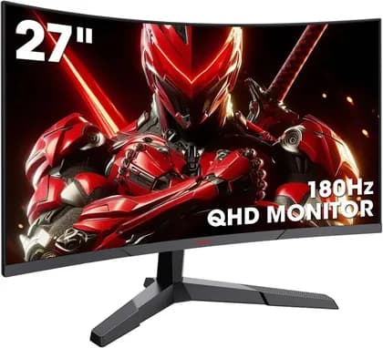 KOORUI 27E6QCA Gaming Curved Monitor, 27" QHD VA Display, 180Hz Refresh Rate, 1ms Response Time, Adaptive-Sync Technology, 1500R Curvature, 16.7m Color Display, Black | 27E6QCA