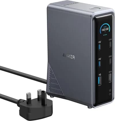 Anker Prime Charging Docking Station, 14-Port with 160W Max Output and Built-In GaN AC-DC Power, 10Gbps Data Transfers, Real-Time Smart Interface, Space Gray | A83B62A1