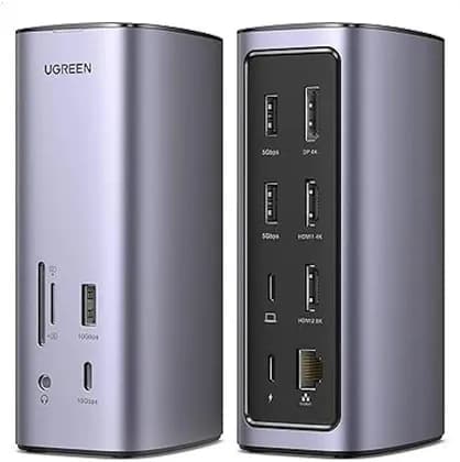 UGREEN Docking Station Triple Display, 12-in-1 8K MacBook Station with 2 HDMI, DP, 10 Gbps USB C and USB A 3.2, 100W PD Charging, Ethernet, Audio, SD TF Card Reader for MacOS, Windows | 90325