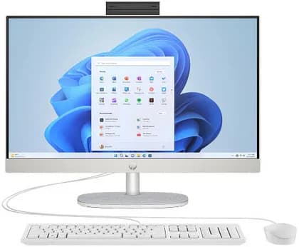 HP All-In-One 24-CR1002I Desktop Computer, 24" FHD IPS Display, Intel Core Ultra 7-155U, 16GB RAM, 512GB SSD, Intel UHD Graphics, HP 125 Wired Keyboard & Mouse, Windows 11, White | CW2U8PA
