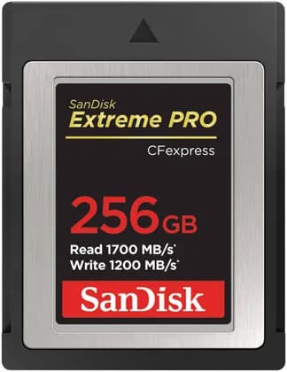SanDisk 256GB Extreme PRO CFexpress Card, Type B, Low Latency Video Capture, 1700 MB/s Read, 1200 MB/s Write, 11333x Memory Speed, Records Raw 4K Video, XQD Compatibility | SDCFE-256G-GN4NN