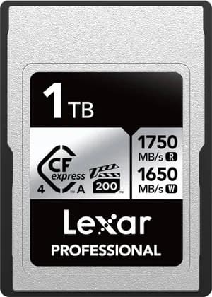 Lexar Professional Silver Series CFexpress 4.0 Type A Memory Card 1TB, Up to 1750MB/s Read & 1650MB/s Write, High-Speed CFe Card for 8K Video, Sony Alpha & Sony FX Cameras, Silver | LCAEXS4001T-RNENU