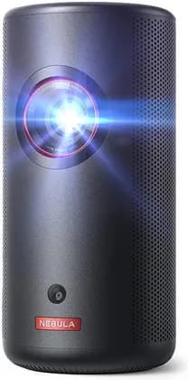 Nebula Capsule 3 Laser Mini Portable Projector by Anker, 1080p Resolution, 300 ANSI Lumens Bright, 52Wh Battery, Wi-Fi Connect, 120" Display, 8W Dolby Digital Speaker, Black | D2426211