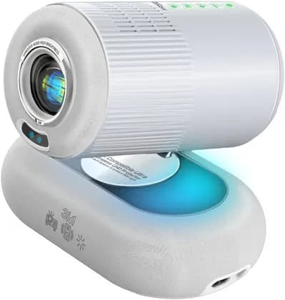 Promate Beamer-250R Wireless LCD Projector, 1080P Resolution, LCD 3.0" LVDS Display Technology, 250ANSI Brightness, 4K Supported Resolution, Android 13-ZEASN System, White | Beamer-250R