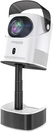 Promate Beamer-A250 Projector, 1080p Resolution, LCD Technology, 250 ANSI Lumens, Auto Keystone Correction, 50"-150" Projection Size, BT V4, Built-in Speaker & Monopod Stand, White | Beamer-A250