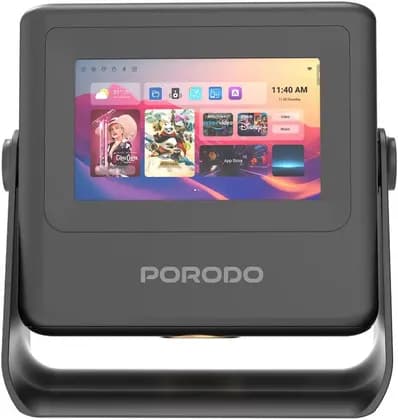 Porodo LifeStyle Optivis Smart HD Projector, 200 ANSI Lumens, 7 Inch IPS Capacitive Touch Display, Up to 250 Inches, Unique Smart Tablet, Auto Focus & Keystone, Native 1080P Movie, Black | PDA10BBK