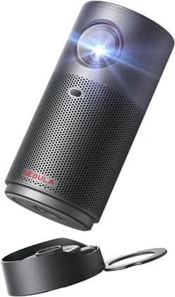 Nebula Capsule Air Projector by Anker, Officially Licensed Netflix, Google TV, 720p Resolution, with Wi-Fi, 2-4 Hours of Playtime, 100 Inch Display, Dolby Digital, Ultra Portable, Black | D4112211