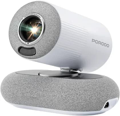 Porodo LUMACAST 30-200 Mini Projector with WiFi/Bluetooth, FHD 1080P Smart Video Projector 10W Speaker, 230ANSI Portable Movie Projector with Auto Keystone, White | PDPR2236