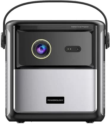 Powerology PGTVPBK 4K GTV Projector, FHD Resolution, Wi-Fi, Android 9, 15000mAh Battery, 3D Content Supported, USB & HDMI & 3.5mm Audio Interface, Black | PGTVPBK