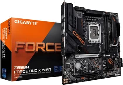 GIGABYTE Z890M FORCE DUO X WIFI7 LGA 1851 Micro ATX Motherboard, Intel Z890 Chipset, 2x DDR5 DIMM Slots, Up to 256GB Max Memory, 1x PCIe 5.0 x16 with PCIe UD Slot, 5x M.2 Slots | Z890M-F-D-X-WIFI7