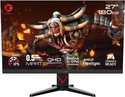 GAMEON Dominator Series Gaming Monitor, 27" QHD IPS Display, 180Hz Refresh Rate, MPRT 1ms Response Time, HDMI 2.1, FreeSync Premium, VESA Mount 100x100mm, Black | GOMD27QHD180IPS