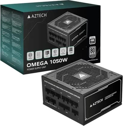 Aztech OMEGA Fully Modular Power Supply, 1050W, 80 Plus Platinum Certified, ATX 3.1 Compatible, PCIe 5.1 Ready, 120mm Ultra Quiet Hybrid Fan, Japanese 105°C Capacitors, Black | AZT-O1050M80P