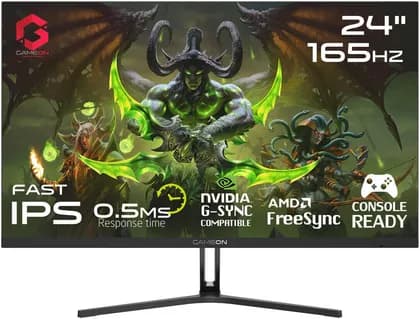 GAMEON GOE24FHD165IPS Gaming Monitor, 24" Fast IPS Display, FHD Resolution, 165Hz Refresh Rate, 0.5ms (MPRT) Response Time, AMD FreeSync & NVIDIA G-Sync Compatible, Black | GOE24FHD165IPS