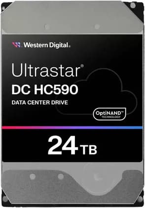 Western Digital Ultrastar DC HC590 Data Center Internal Hard Drive, 24TB Capacity, SATA 6 Gb/s, SAS Interface, CMR Technology, SE Security | WUH722624ALE6L4 / 0F65684