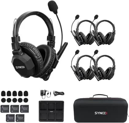 SYNCO XTALK XMax5 Wireless Intercom Headset System 2.4GHz 1640 feet 500 Meters Dual-Ear Team Communication Headset for Live Show Stage Performance Movie Shoot | XTALK-XMax5