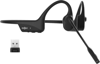 Shokz OpenComm2 UC 2025 Upgrade Bone Conduction Open-Ear Wireless Headset with Boom Mic, PremiumPitch 2.0 Audio, DSP Technology, USB-A Dongle, Zoom Certified, Black | C120UC