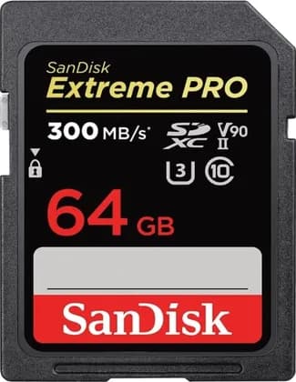SanDisk Extreme Pro SDXC 64GB UHS-II Memory Card, Up to 300MB/s Read Performance, Up to 260MB/s Write Performance, Black | SDSDXDK-064G-GN4IN