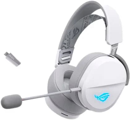ASUS ROG Pelta Tri-Mode Gaming Headphones, 50mm ROG Titanium-Plated Diaphragm Drivers, 10mm Super-Wideband Boom Microphone, 900 mAh Battery Capacity, White | 90YH0410-BHUA10