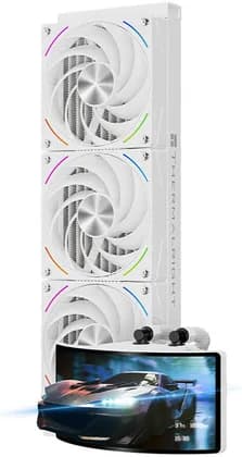 Thermalright Rainbow Vision 360 Turbo ARGB CPU Cooler, 360mm, 6.67" 2K Curved Screen, 3x 120mm ARGB Fans, 3000RPM, 120CFM, 6400RPM Pump, Intel LGA1851/1700, AMD AM5/AM4, White | Rainbow-Vision-360