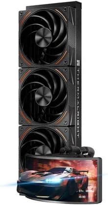 Thermalright Rainbow Vision 360 Turbo ARGB CPU Cooler, 360mm, 6.67" 2K Curved Screen, 3x 120mm ARGB Fans, 3000RPM, 120CFM, 6400RPM Pump, Intel LGA1851/1700, AMD AM5/AM4, Black | Rainbow-Vision-360