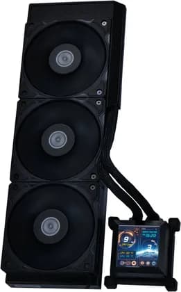 Lian-Li HydroShift LCD 360S AIO Liquid CPU Cooler, 360mm Radiator, 2.88" IPS Display, 3800 RPM Pump Speed, 2500 RPM Fan Speed, 73.14 CFM Airflow, FBD Bearing Type, Black | G89.GHSLCD36SB.00