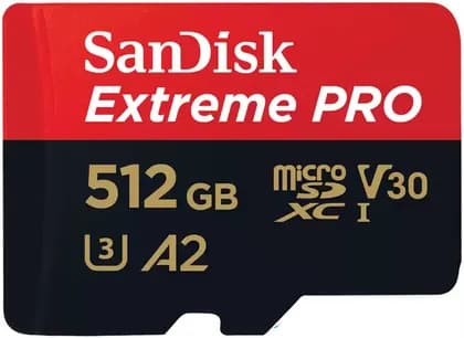 SanDisk Extreme PRO microSDXC UHS-I CARD, 512GB, High-Speed Performance with Up to 200MB/s Read and 140MB/s Write, A2 Rated, V30 for 4K UHD Video, Durable Design | SDSQXCD-512G-GN6MA
