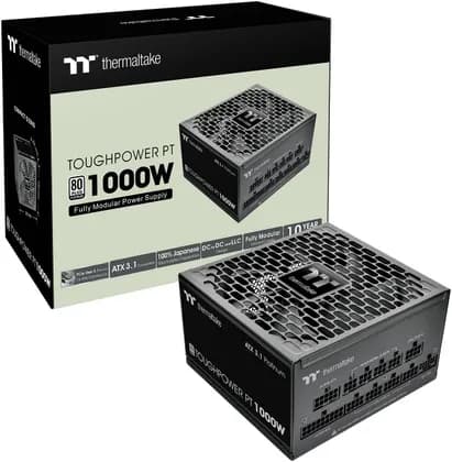 Thermaltake Toughpower PT 1000W Power Supply, 80 PLUS Platinum Certified, Fully Modular, ATX 3.1 PCIe 5.1 Ready, 100% Japanese Capacitors, Black | PS-TPP-1000FNFAPK-1