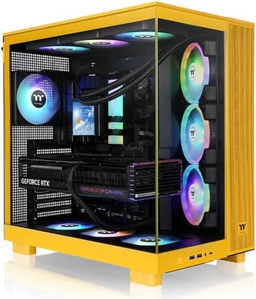 Thermaltake View 380 XL TG ARGB Mid Tower PC Case, 4x 120mm aRGB Lite Pre-Installed Fans, Up to 360mm Radiator & 10x Fan Support, USB Type-C x1, USB 3.0 x2, HD Audio, Bumblebee | CA-11E-00M4WN-00