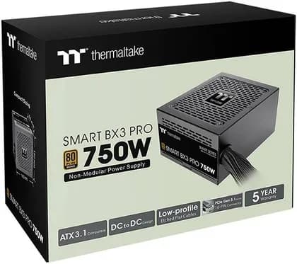 Thermaltake Smart BX3 Pro Power Supply, 750W Power, 80 Plus Bronze, Non-Modular, ATX 3.1, PCIe 5.1 12V-2x6, 120mm FDB Fan, Smart Zero Fan, OCP/OVP/UVP/OPP/SCP/OTP, Black | PS-SPD-0750NNFABK-7