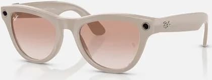 Ray-Ban Meta Skyler Smart Glasses, Advanced Camera & Video, Integrated Speakers & Microphones, Smart Controls, Battery & Storage, Shiny Chalky Gray / Cinnamon Pink | RW4010 670013 52-20