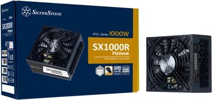 SilverStone SX1000R Platinum Full-Modular Power Supply, 1000W Power, Cybernetics Platinum, Active PFC, 12VHPWR PCIe Connector, Silent Running 120mm Dual Ball Bearing Fan, Black | SST-SX1000R-PL