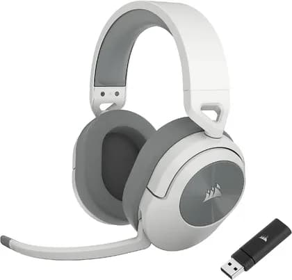 Corsair HS55 Wireless Multiplatform Gaming Headset, 50mm Neodymium Drivers, Bluetooth / 2.5 GHz, 7.1 Surround Sound, Up to 24H Battery, PC, PS5, PS4, Nintendo Switch, Mobile, White | CA-9011281-EU