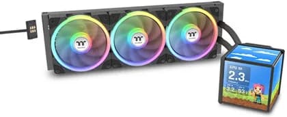 Thermaltake MINECUBE 360 Ultra AIO Liquid CPU Cooler, 360mm Radiator, Quad 3.95" TFT LCD Cube Display, Triple 120mm ARGB Fans, Intel And AMD Support, Black | CL-W481-PL12SW-A