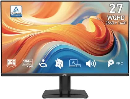 MSI PRO MP275Q E14 Business Productivity Monitors, 27" IPS Display, WQHD Resolution, 144Hz Refresh Rate, 1ms (MPRT) Response Time, AMD FreeSync Technology, Black | 9S6-3PF2CM-018