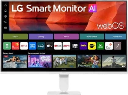 LG Smart Monitor AI U5s Monitor, 27" IPS Display, FHD Resolution, 120Hz Refresh Rate, 5ms (GtG @ Faster) Response Time, HDR10, 250 Nits, sRGB 99%, 2x HDMI, 2x USB-A, White | 27U511SB-W