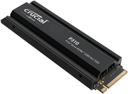 Crucial P310 Internal SSD with Heatsink, 1TB Storage Capacity, M.2 2280 Form Factor, PCIe 4.0 Interface, Up to 7100 MB/s Sequential Read & 6000 MB/s Sequential Write Speed, Black | CT1000P310SSD5