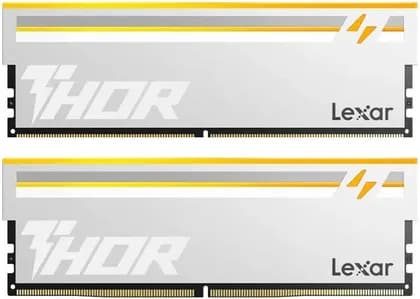 Lexar THOR RGB 2nd Gen DDR5 Desktop Memory, 32GB (2x 16GB) Capacity, 6000 MT/s Speed, CL38 CAS Latency, 288-Pin, Intel XMP 3.0 & AMD EXPO, Silver | LD5U16G60C38SV-RGD