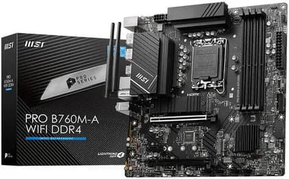 MSI PRO B760M-A WIFI DDR4 LGA 1700 mATX Motherboard, Intel B760 Chipset, 4x DDR4 Slots, Up to 128GB Max Memory, 2x PCIe x16 Slots, 2x M.2 Slots | 911-7D99-059