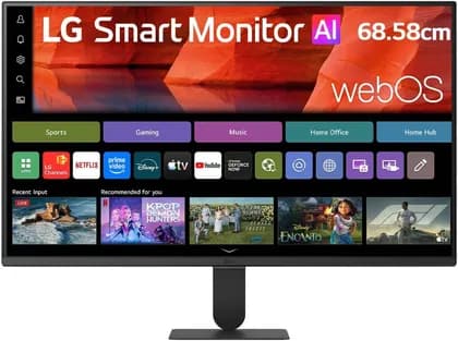 LG Smart Monitor AI U5s Monitor, 27" IPS Display, FHD Resolution, 120Hz Refresh Rate, 5ms (GtG @ Faster) Response Time, HDR10, 250 Nits, sRGB 99%, 2x HDMI, 2x USB-A, Black | 27U511SB-B