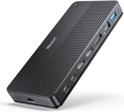 Unitek Universal Dual 4K KVM Docking Station, Up To 4K@60Hz Resolution, 2 USB 10Gbps Ports, 3 USB 5Gbps Ports, Built-In SD & Micro SD 3.0 Card, 100W Power Delivery, Black | D1103A01