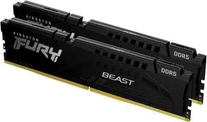 Kingston Fury Beast 64GB (2x32GB) DDR5 Memory, 6000MT/s Frequency, CL30 Latency, Non-ECC DIMM, Kit of 2, 1.4 Voltage, Intel XMP 3.0 & AMD Certified, Black | KF560C30BBEK2-64
